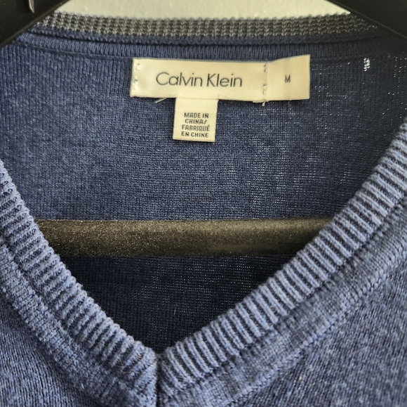 Calvin Klein medium long sleeve vneck cotton modal knit sweater indigo medium - Picture 3 of 5